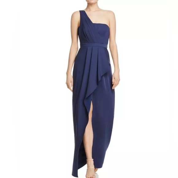 BCBGMAXAZRIA 'Kristine' Cobalt Blue One Shoulder Tulip Hem Evening Gown …NWT - Picture 1 of 12